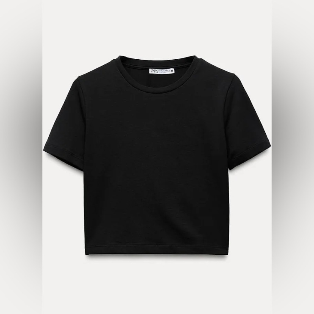 Zara Ribbed Cropped T-Shirt